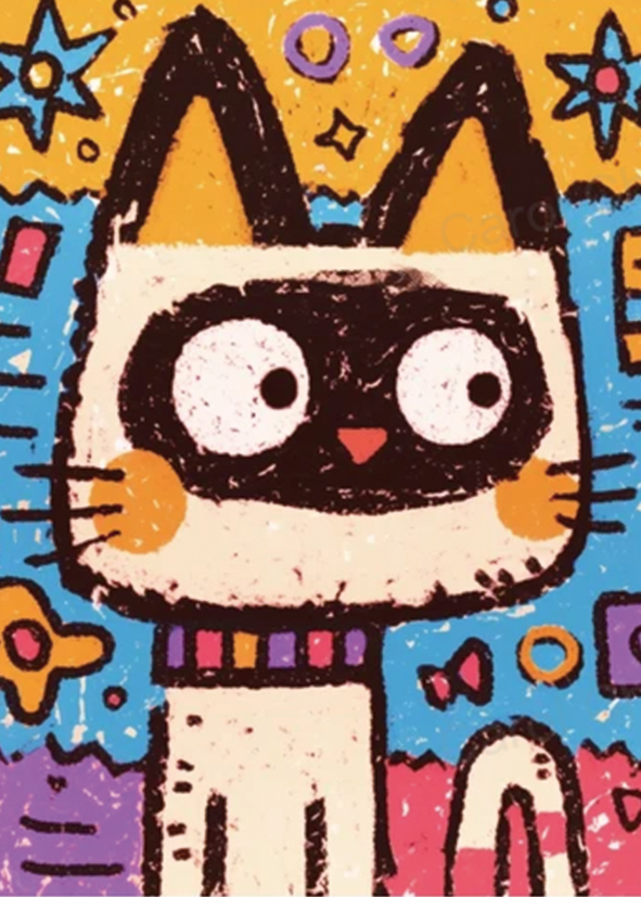 Oil Pastel Style Cat