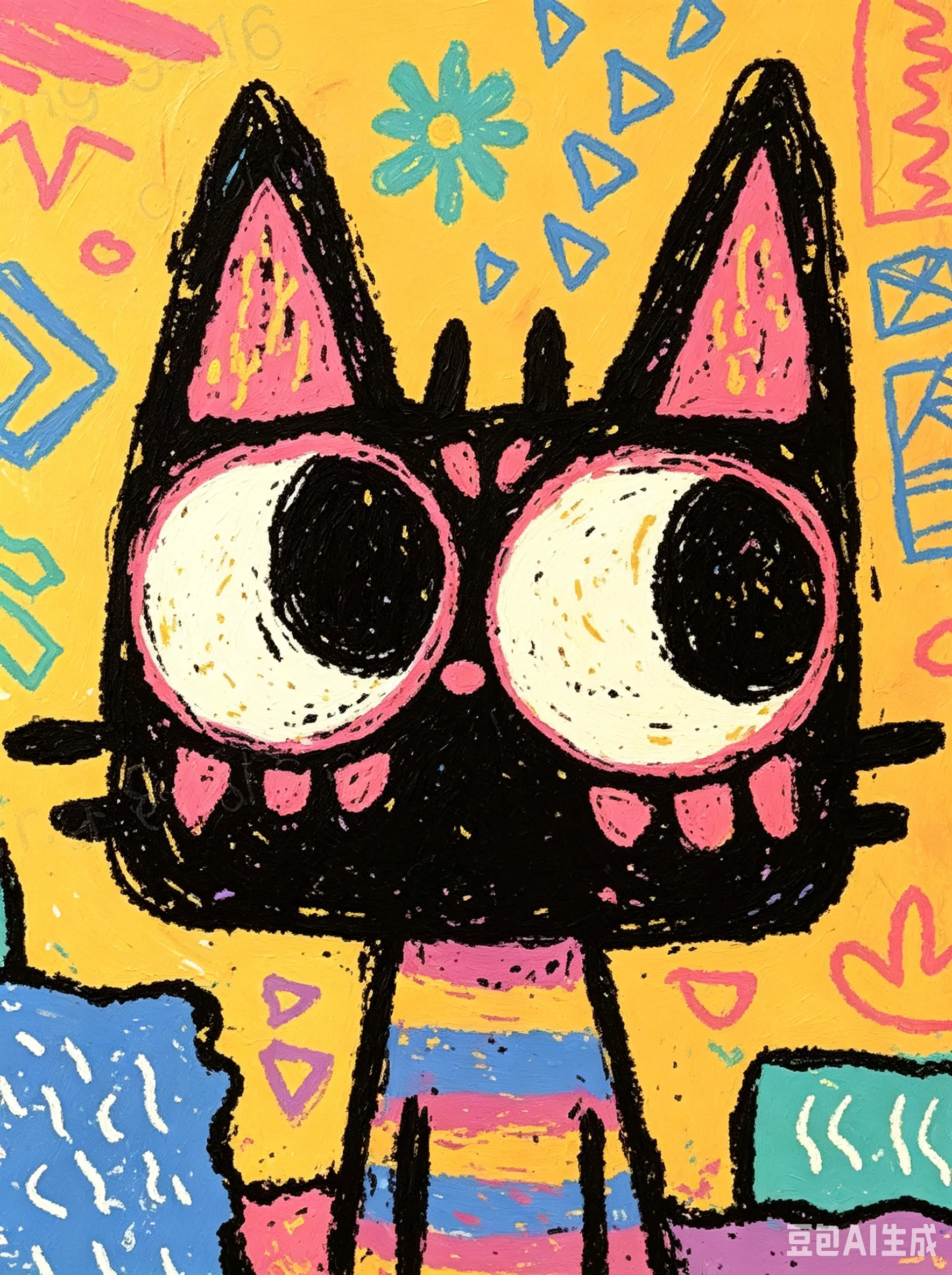 Oil Pastel Style Cat