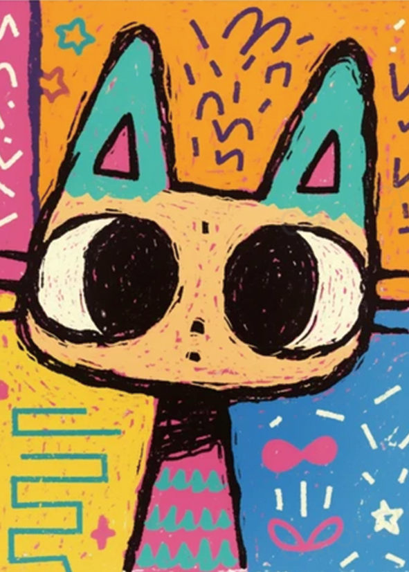 Oil Pastel Style Cat