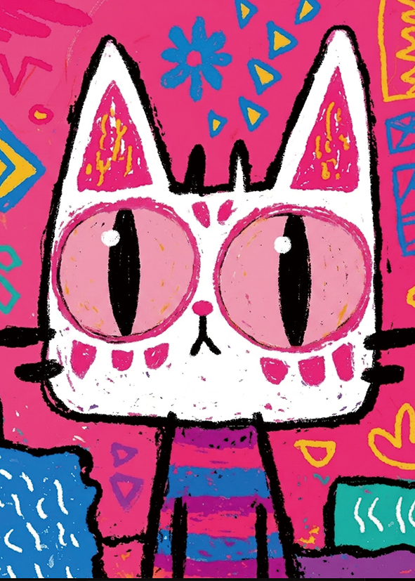 Oil Pastel Style Cat